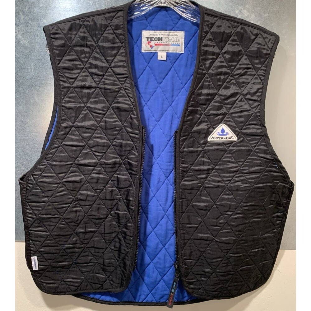 Quilted Cooling Vest - Black with Blue Lining